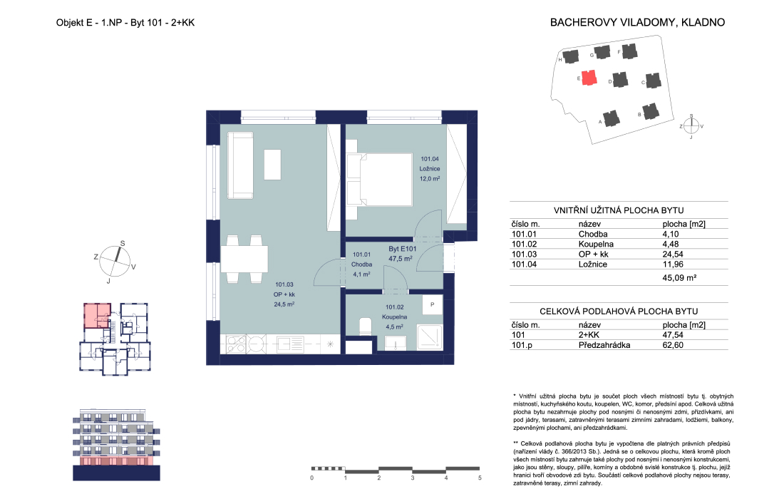 Căn hộ E101 - Bacherovy Viladomy - 2+kk (47 m²)