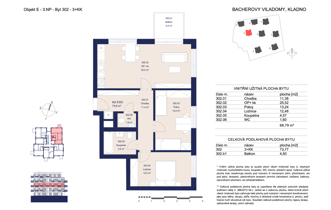 Byt E302 - Bacherovy Viladomy - 3+kk (73 m²)