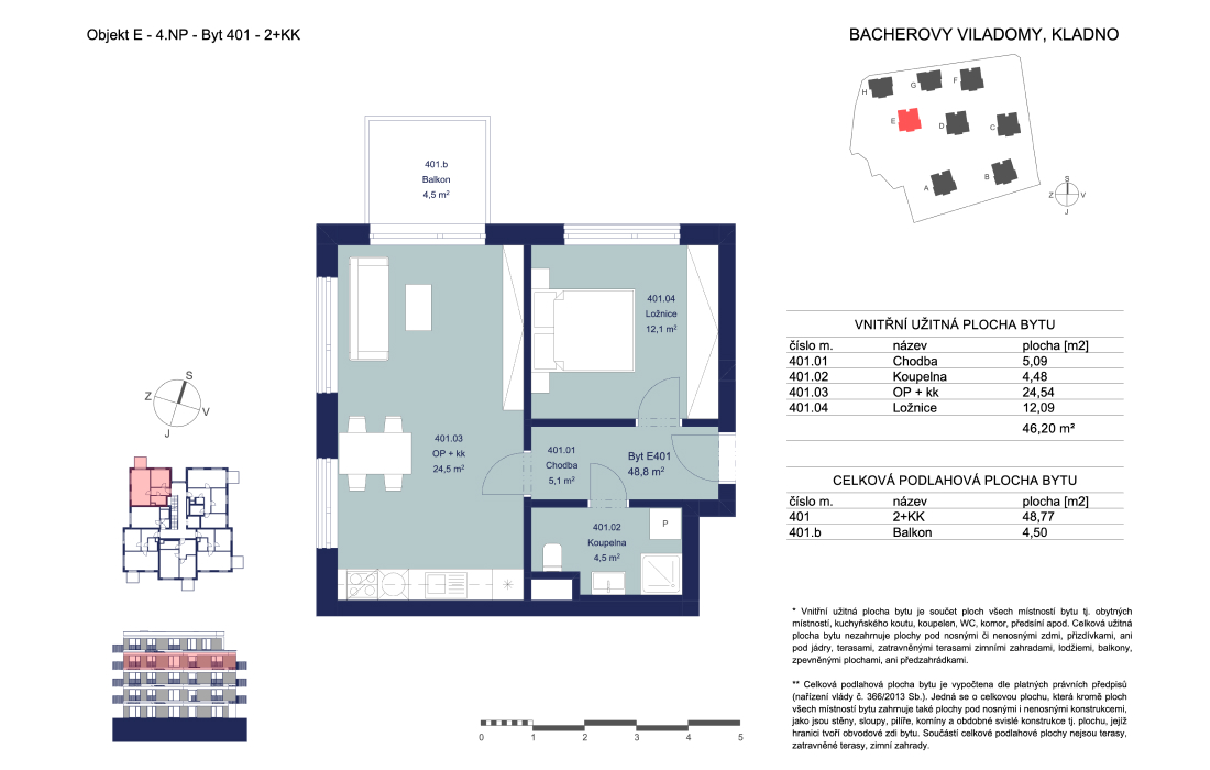 Căn hộ E401 - Bacherovy Viladomy - 2+kk (48 m²)