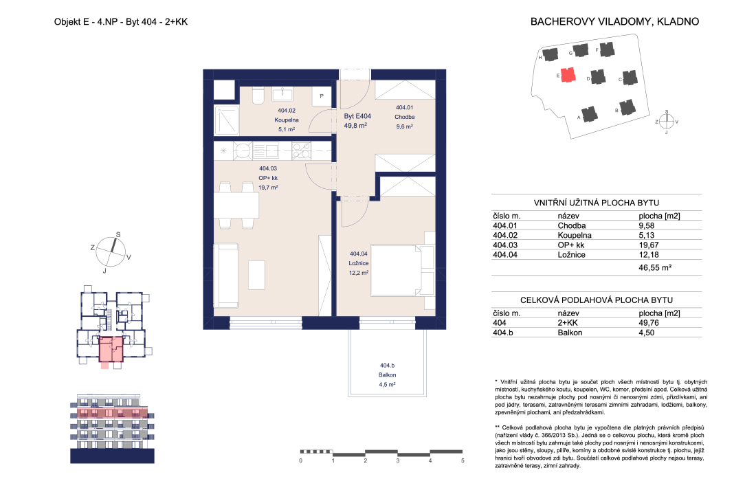 Kвартира E404 - Bacherovy Viladomy - 2+kk (49 m²)